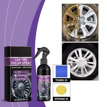 Спрей для блеска автомобильных шин, средство для полировки, очистки автомобильных шин, ухода, придания блеска, жидкое покрытие 120 мл One Size чёрный