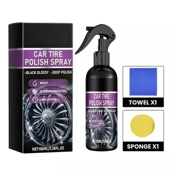Спрей для блеска автомобильных шин, средство для полировки, очистки автомобильных шин, ухода, придания блеска, жидкое покрытие 120 мл One Size чёрный