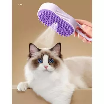Спрей для домашних животных Массажная расческа с одной кнопкой Спрей для удаления шерсти кошек и собак для массажа волос Ванна для волос Расческа пастельный фиолетовый