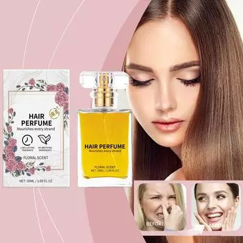 Спрей для леди с цветочным ароматом питает волосы, глубоко увлажняет, устраняет запах волос и уменьшает их сечение и сечение, 50 мл жёлтый