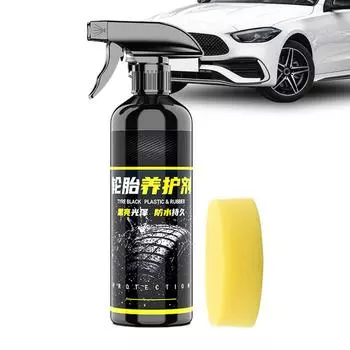 Спрей для придания блеска шинам 500 мл, осветлитель шин с аппликатором, губка для чистки колесных дисков, средство для ухода за автомобилем, придающее шинам черный и блестящий вид CN