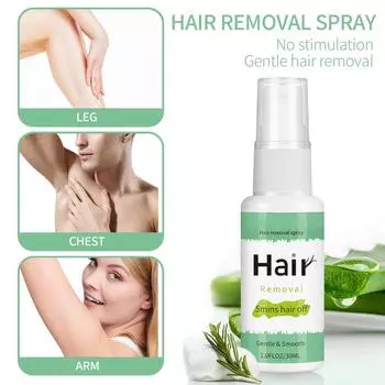 Спрей для удаления волос 30 мл, мягкое удаление волос, не раздражающее средство для ухода за кожей One Size зелёный