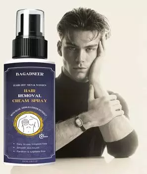 Спрей для удаления волос на теле для мужчин Гладкая спина, грудь, ноги, руки, подмышки с алоэ вера и лимоном | удаление волос на интимных частях |100 мл - Быстро и безболезненно 100 ml