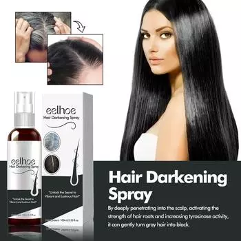 Спрей для ухода за черными волосами Натуральные черные волосы, покрывающие белые волосы Мягкие, гладкие, блестящие, влажные, густые 100ML