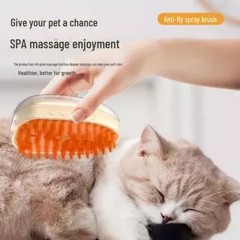 Спрей для ухода за домашними животными и массажная расческа: Антистатическое средство для кошек и собак, удаляет плавающие волосы vibration massage + cat moss irradiation lamp оранжевый