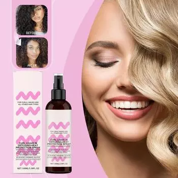 Спрей для ухода за вьющимися волосами Питает, защищает и завивает Спрей для ухода за волосами, который помогает придать форму вьющимся волосам и создать модный внешний вид, 100 мл One Size розовый