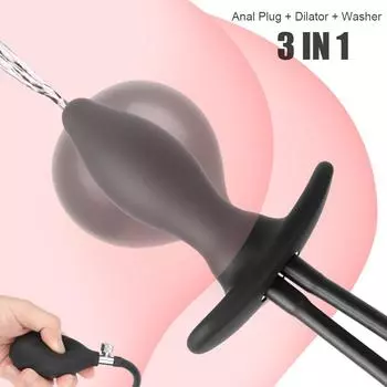 Спрей для воды Анальная пробка 3 В 1 Секс-игрушки Массажер простаты Анальный расширитель Надувная анальная пробка Взрослые 18 Секс-игрушки Товары для взрослых Очиститель клизмы