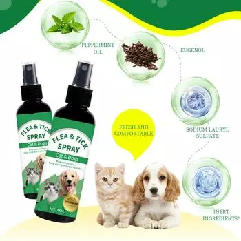 Спрей от блох и клещей для домашних животных 100 мл One Size зелёный