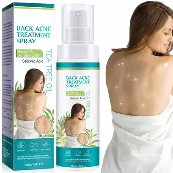 Спрей от прыщей на спине с ингредиентами для удаления прыщей, натуральный спрей от прыщей на спине для устранения прыщей на спине и теле, 120 мл One size белый