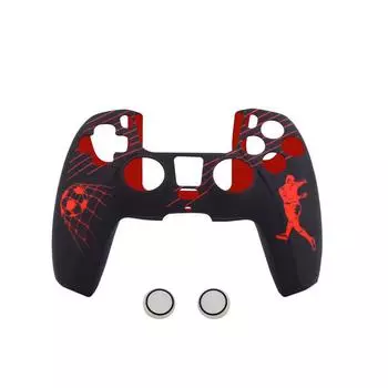 Спрей PS5 Красочный силиконовый защитный чехол с ручкой в футбольном стиле красный