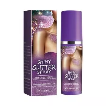 Спрей с блестящими блестками, долговечный, спрей-пудра с блестками для волос, кожи тела и одежды, водонепроницаемый и приятный для кожи, 30 мл One Size