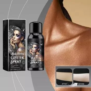 Спрей с блестящими блестками, долговечный, спрей-пудра с блестками для волос, кожи тела и одежды, водонепроницаемый и приятный для кожи, 120 мл