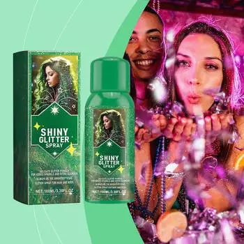 Спрей с блестящими блестками, долговечный, спрей-пудра с блестками для волос, кожи тела и одежды, водонепроницаемый и приятный для кожи, 100 мл One Size