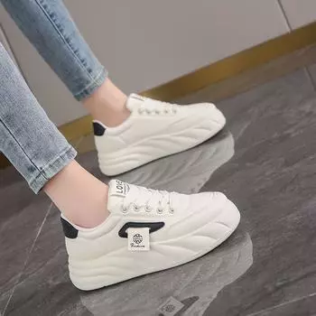 Spring 2024 new thick-soled little white shoes niche heightening shoes children s popular sports shoes versatile board shoes trendy shoes 35