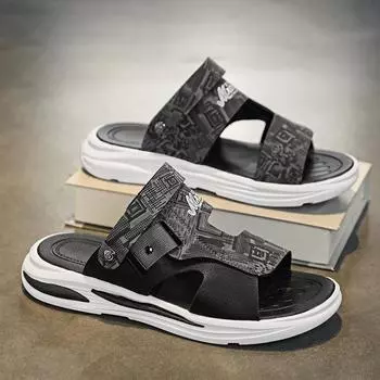 Spring 2024 new versatile casual high-value trendy fashion non-slip and wear-resistant student sports cool slippers shoes 39 чёрный