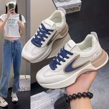 Spring 2025 new dad shoes women s shoes mesh breathable soft-soled sports shoes casual shoes versatile thick-soled Forrest Gump shoes 36