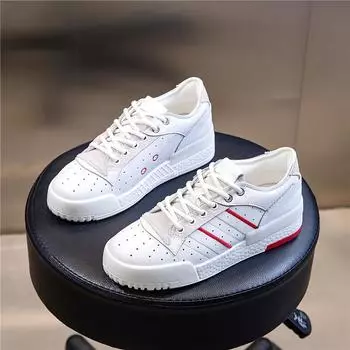 Spring 2025 new flat-soled white shoes for women s summer and Korean version of versatile leather women s shoes platform-soled sports and leisure sing 35