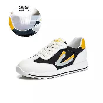 Spring 2025 new flat white shoes women s leisure sports running breathable women s shoes round head leather single shoes women s tide 35
