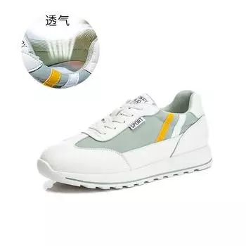 Spring 2025 new leather single shoes women s sports and leisure shallow mouth leather women s shoes flat running breathable white shoes 35