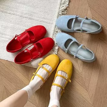 Spring 2025 new Mary Jane shoes French retro fairy wind hollow flat bottom one word buckle belt casual single shoes 35 красный