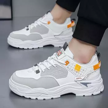 Spring 2025 new men s shoes fashion casual shoes men s sports shoes trend versatile leather platform single shoes 39 чёрный