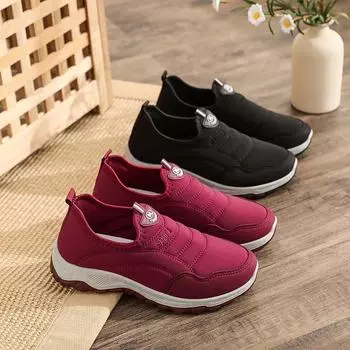 Spring 2025 new one-pedal flat-soled low-top women s shoes, light and comfortable, versatile soft-soled middle-aged and elderly mother shoes 36 красный