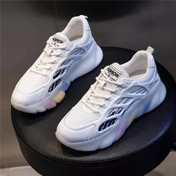 Spring 2025 new platform dad shoes women s casual running breathable leather women s shoes heightening sports shoes children s tide 35