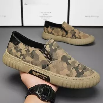 Spring 2025 new work old Beijing cloth shoes men s camouflage casual canvas lazy one-pedal sports trendy shoes 39 серый