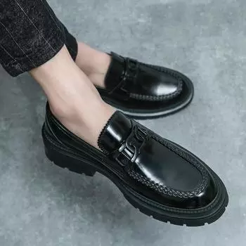 Spring 2025 New Young Men s Big Head British Low Heel Business Dress Professional Leisure Versatile Trend Leather Shoes 38 чёрный