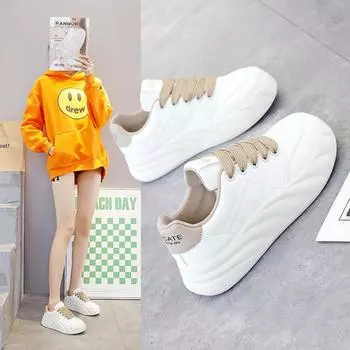 Spring 2025 Women s Sneakers: Versatile, Casual Korean Style Flat Sports Shoes in White A02 37 хаки