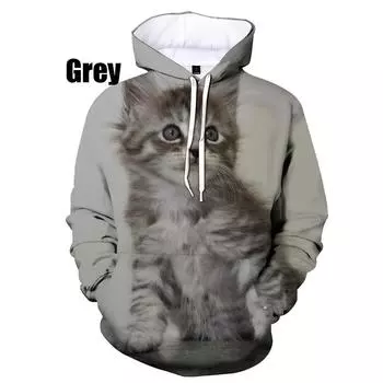 Весенние толстовки с 3D-принтом, пуловеры с длинными рукавами и животными, повседневные спортивные толстовки, свободные топы S