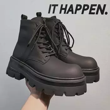 Spring and Autumn 2024 Men s Dark Martin Boots: Stylish, Height-Enhancing Work Boots 43