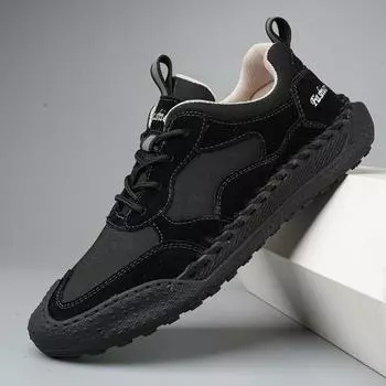 Spring and Autumn 2024 new men s large-size sewn shoes, breathable low-top casual shoes, suede platform shoes 38