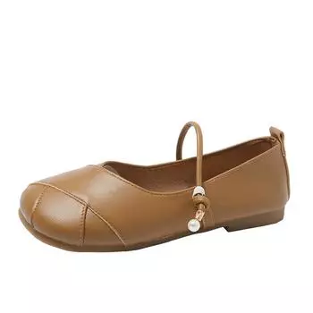 Spring and Autumn 2024 new soft-soled single shoes women s fashion flat-soled shallow mouth one-word with pearl Mary Jane single shoes 35