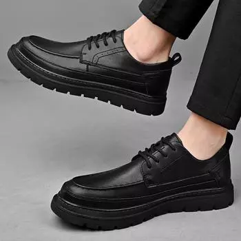 Spring and Autumn 2025 New Outdoor Men s Business Leather Shoes Foreign Trade Explosion Pick up a batch of retro casual leather shoes 38 чёрный