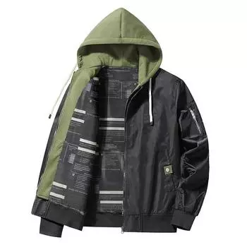 Весна и осень бейсбольная майка мужская красивая свободная однотонная куртка мужская и женская парная куртка-бомбер M чёрный