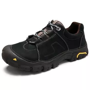 Spring and Autumn Casual Large Size Waterproof Hiking Shoes First Layer Cowhide Men s Shoes Men s Outdoor Shoes Wear-resistant and Non-slip Off-road H 38