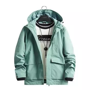 Весенне-осенняя повседневная мужская куртка, модная тенденция, свободная, большого размера, спортивная, со съемным капюшоном, мужская куртка XL зелёный