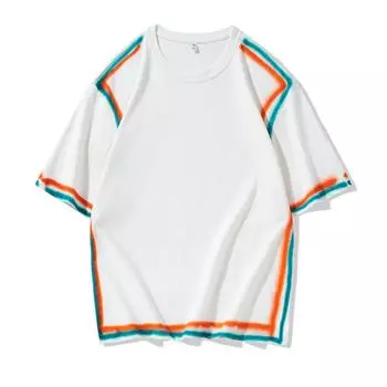 Spring and Autumn Casual T-shirt Men s Loose Straight Tube T-shirt Versatile Korean Version Men s Short Sleeved T-shirt XXXXL белый