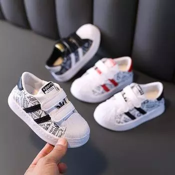 Spring and autumn children s new girls fashion Korean version of sports shoes boy low-top casual board shoes 30 белый