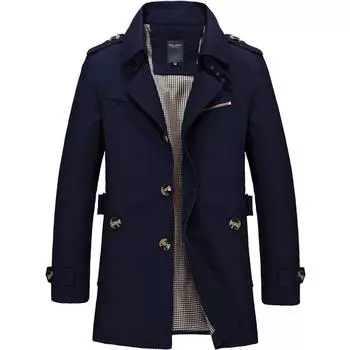 Spring and Autumn Cotton Washed Men s Lapel Jacket Jacket Casual Long Trench Coat Men s Jacket M