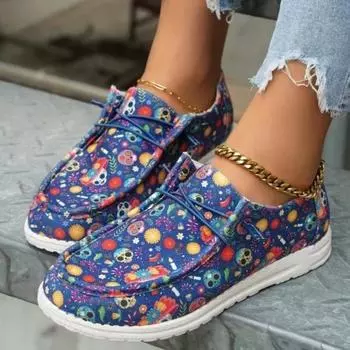 Spring and Autumn Fashion New Halloween Printed Canvas Shoes Women s Shallow Mouth Solid Color Casual Large Size Flat Shoes 36 розовый