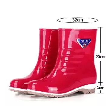 Spring and Autumn Fashion Rain Shoes Medium and Short Women s Rain Boots Outdoor Sleeve Wading Shoes Thickened Mom Kitchen Rubber Shoes Garden Shoes 36