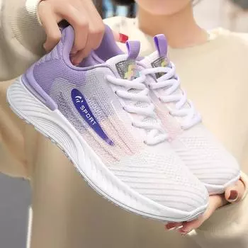 Весна и осень, студенческие повседневные спортивные туфли с мягкой подошвой, дышащие женские туфли, вязаные для летания 36