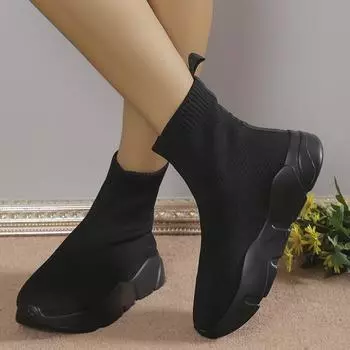 Spring and Autumn Footwear Thick-soled Air-woven Breathable Short Tube Plus Size Women s Boots 36 розовый