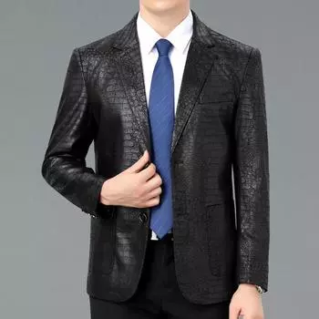 Весна и осень натуральная кожа мужская овчина пиджак тонкий повседневный одинарный кожаный пиджак тонкий модный 170