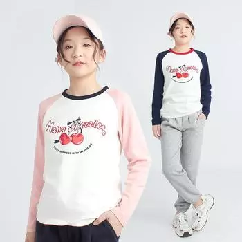 Футболка с длинным рукавом для девочек на весну и осень, хлопковая футболка с круглым вырезом и длинными рукавами, детская футболка 120cm темно-синий