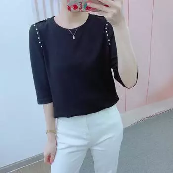 Весна и осень Hanpai Brand Counter Fashion Temperament Корейский стиль Вязаный универсальный однотонный свитер-рубашка M