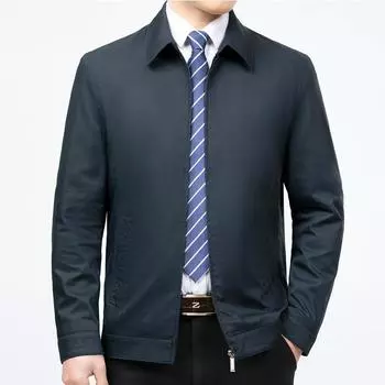 Spring and Autumn High-end Jacket Men s Middle-aged Cotton Loose Lapel Jacket Men s Casual Dad Wear Business Jacket Top 170