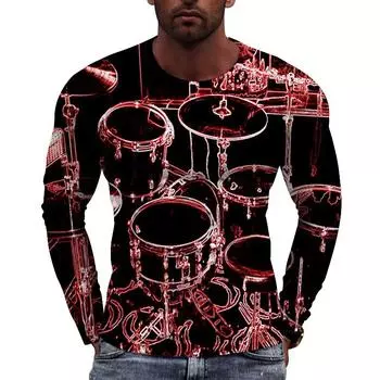 Spring And Autumn Hip-Hop Drum Kit 3D Flora Print T-Shirt Men Women Long Sleeve Tshirts Oversized Harajuku Tees Top Kid Clothing 5XL